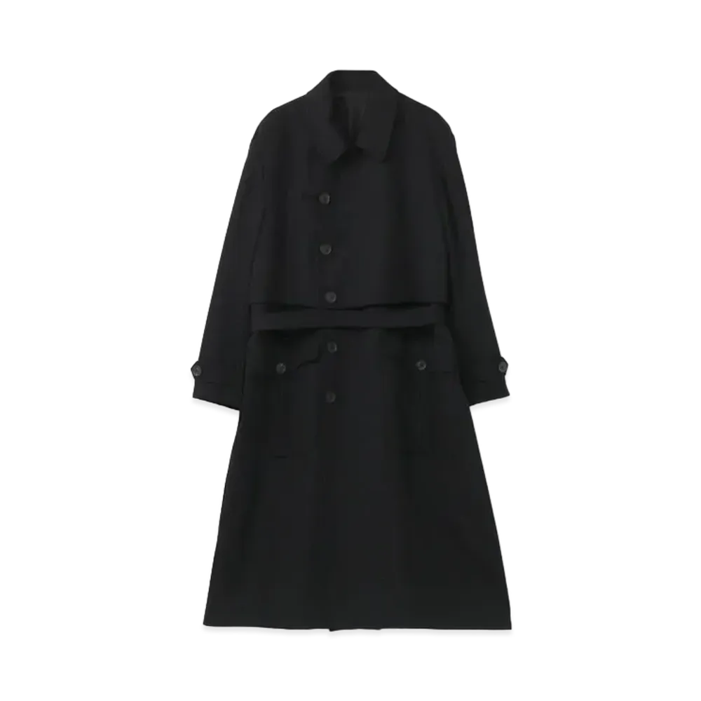 Yohji Yamamoto Pour Homme ARMY GABARDINE TRENCH COAT "Black"