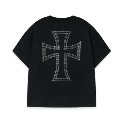 Unknown London Outline Cross Rhinestone Tee "Black"