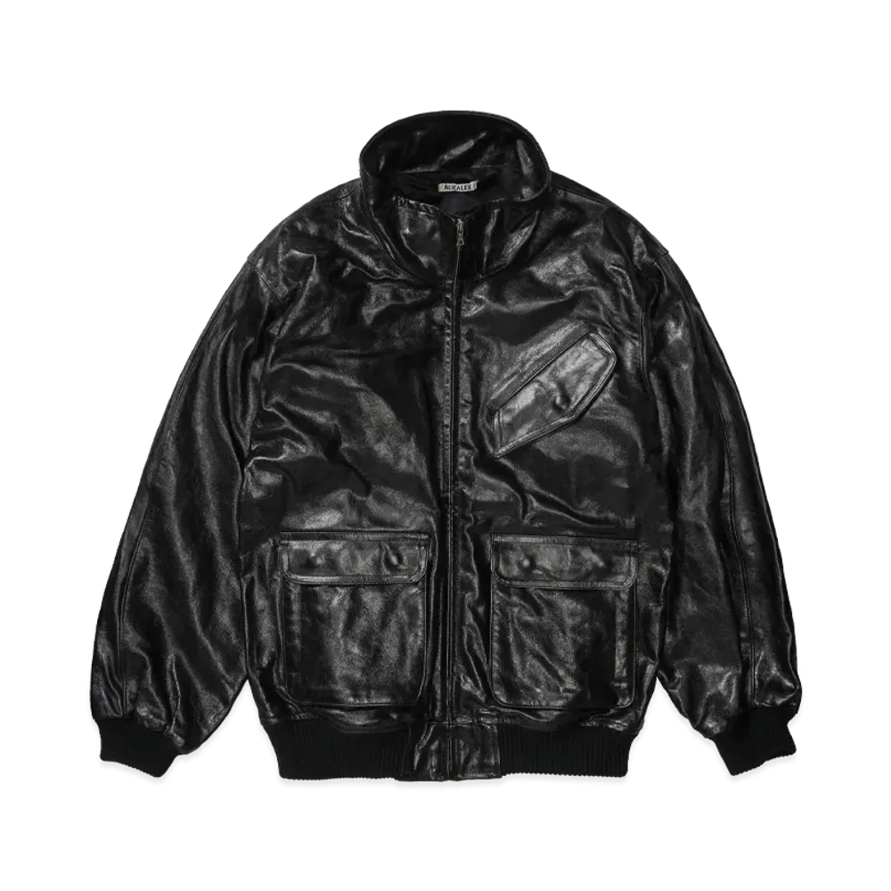 AURALEE Lamb Leather Zip Blouson "Black"