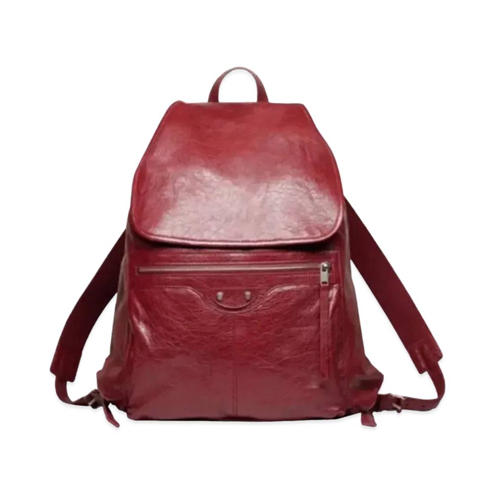 BALENCIAGA Traveler Leather Backpack "Red"
