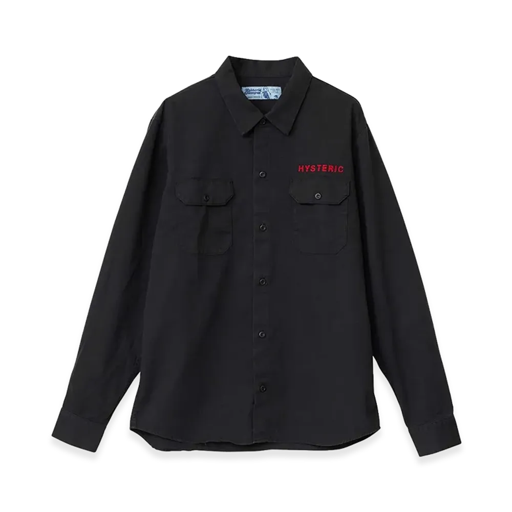 HYSTERIC GLAMOUR Drum Kit Embroidered Engineer Shirt "Black"