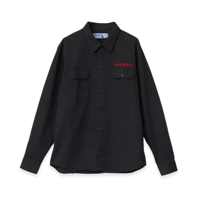 HYSTERIC GLAMOUR Drum Kit Embroidered Engineer Shirt "Black"
