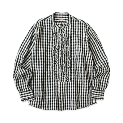 KAPITAL Twill Gingham Frills Prague Shirt "Black"