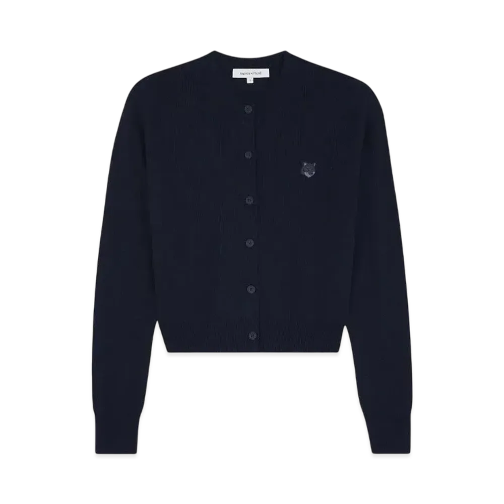 Maison Kitsune Women'S Bold Fox Head Patch Regular Cardigan "Ink Blue"