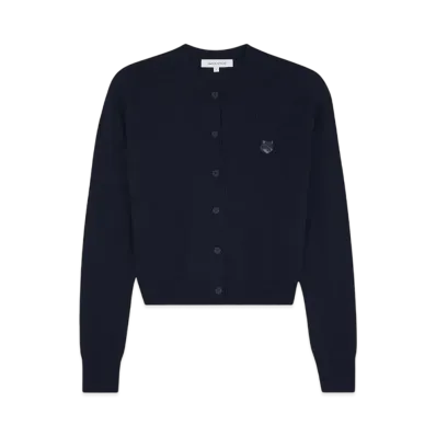 Maison Kitsune Women'S Bold Fox Head Patch Regular Cardigan "Ink Blue"