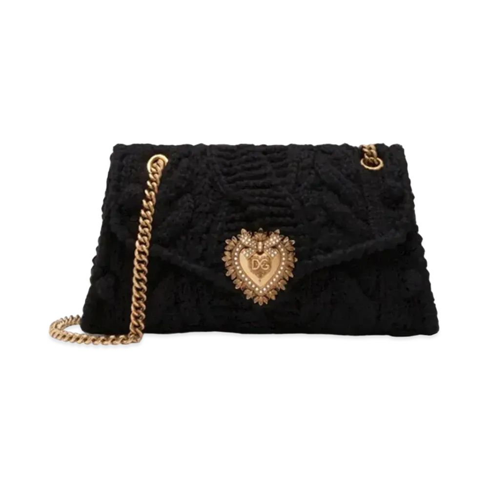 Dolce&Gabbana Devotion Shoulder Bag Large Knit "Black"