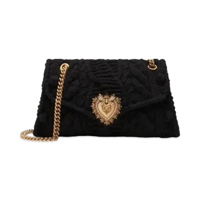 Dolce&Gabbana Devotion Shoulder Bag Large Knit "Black"