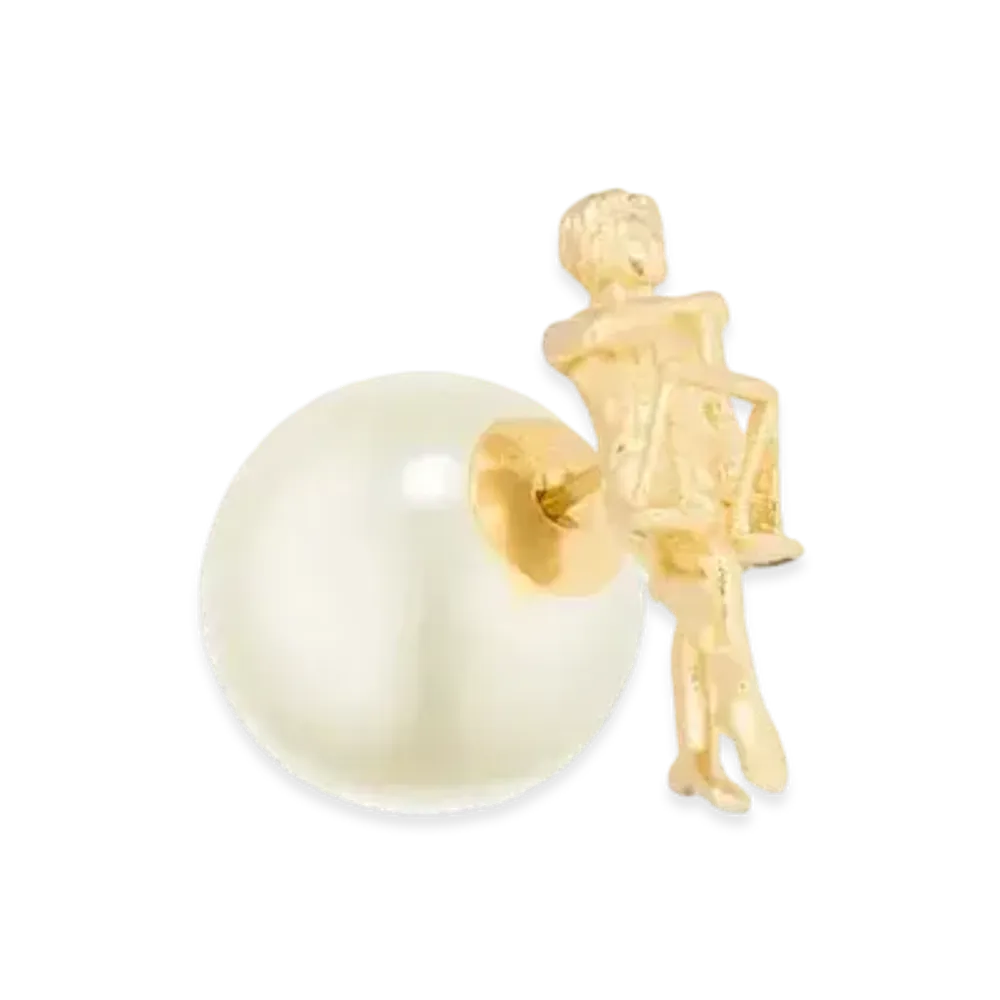 Dior Tribales Libra Earring Metal and a White Resin Pearl Online Exclusive "Gold"