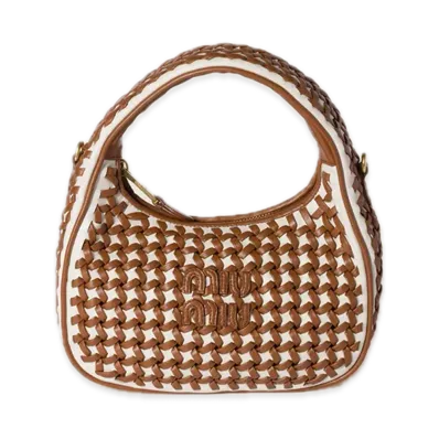 MIU MIU Wander Wicker Handbag "Beige/Camel"