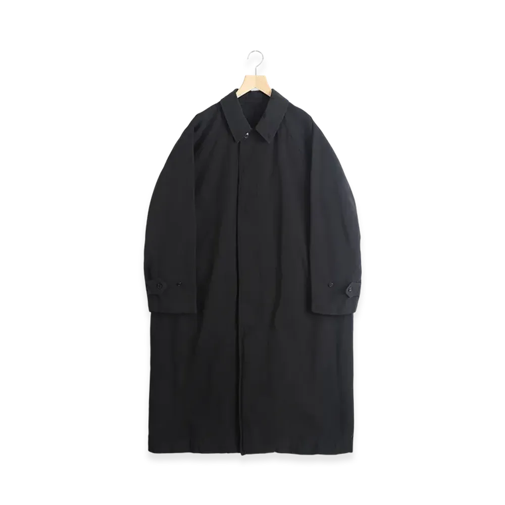 COMOLI Garment Dyed Bal Collar Coat "Black"
