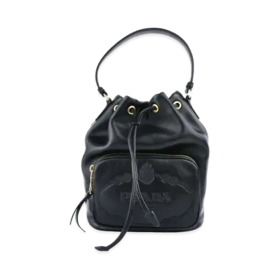 PRADA Soft Leather Bucket Bag "Black"