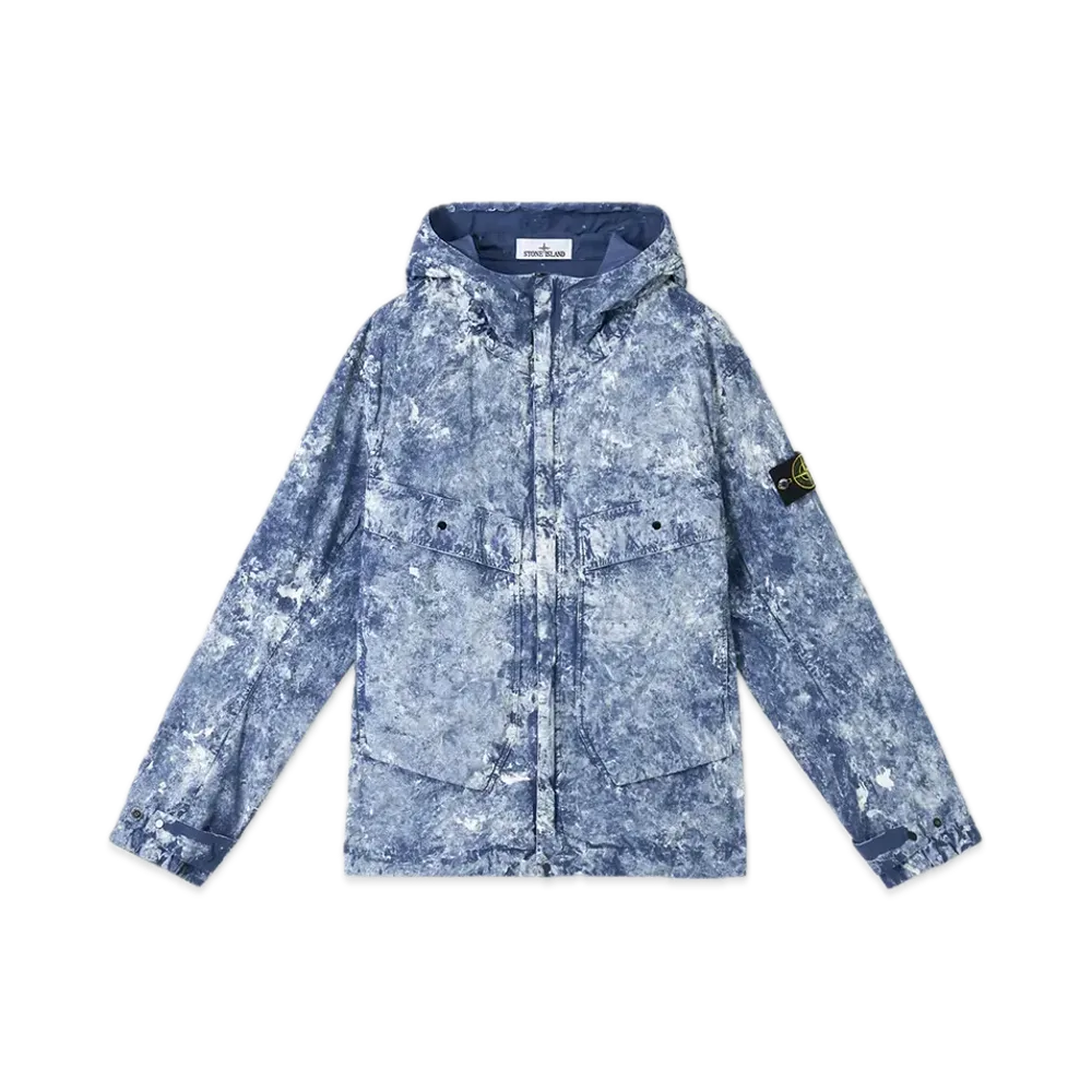 Stone Island 4100076 White Pigment On Tela Paracadute Stretch-TC "Marine Blue"