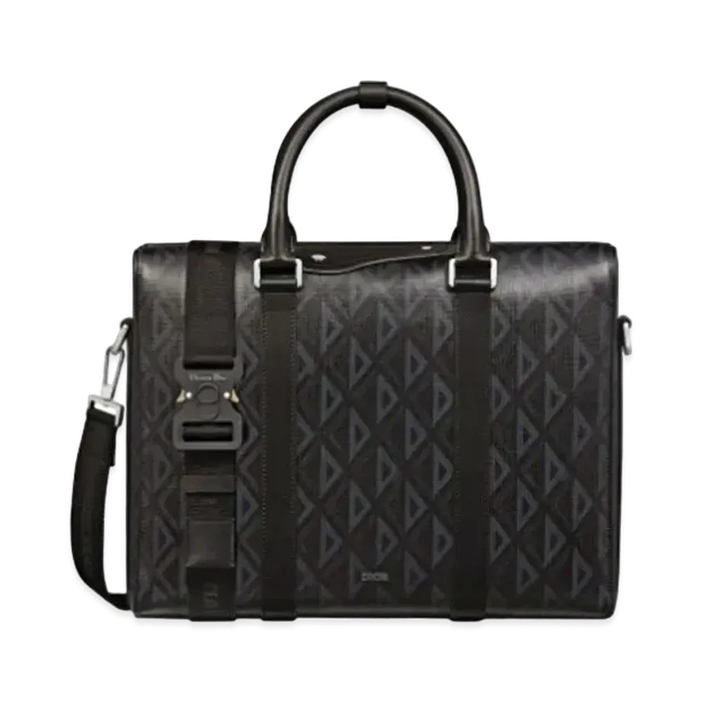 Dior Dior Lingot Briefcase CD Diamond Canvas & Smooth Calfskin "Black"