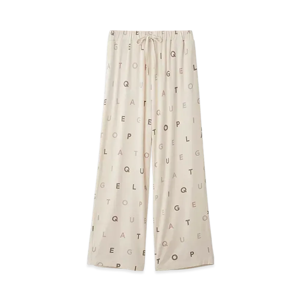GELATO PIQUE Rayon Logo Pattern Long Pants "Ivory"