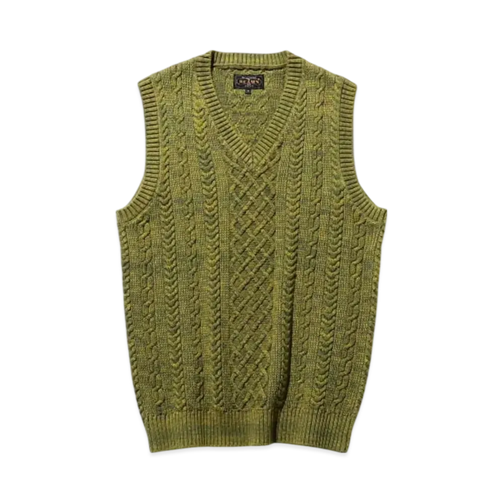 BEAMS Alan Pattern Vest Cotton Cashmere "Green"