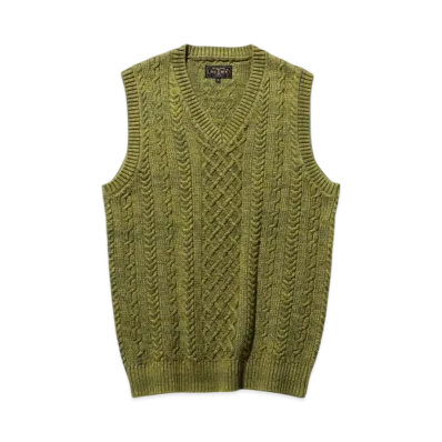 BEAMS Alan Pattern Vest Cotton Cashmere "Green"
