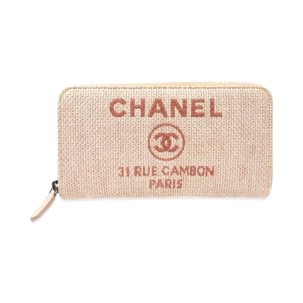 CHANEL Deauville Canvas Around Long Wallet "Pink"