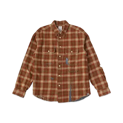 VISVIM LUMBER CHECK L/S CRASH "Beige"