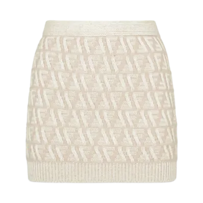 FENDI Women's Skirt FF Cashmere and Wool Mini Skirt "Beige"