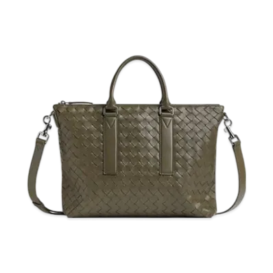 Bottega Veneta Intrecciato Soft Briefcase "Cypress"