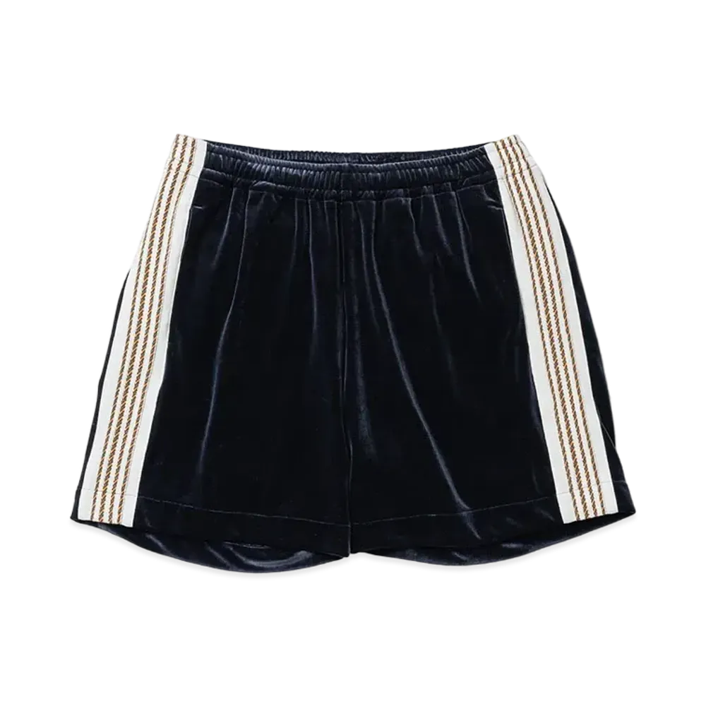Sasquatchfabrix Lace Tape Velour Shorts "Navy"
