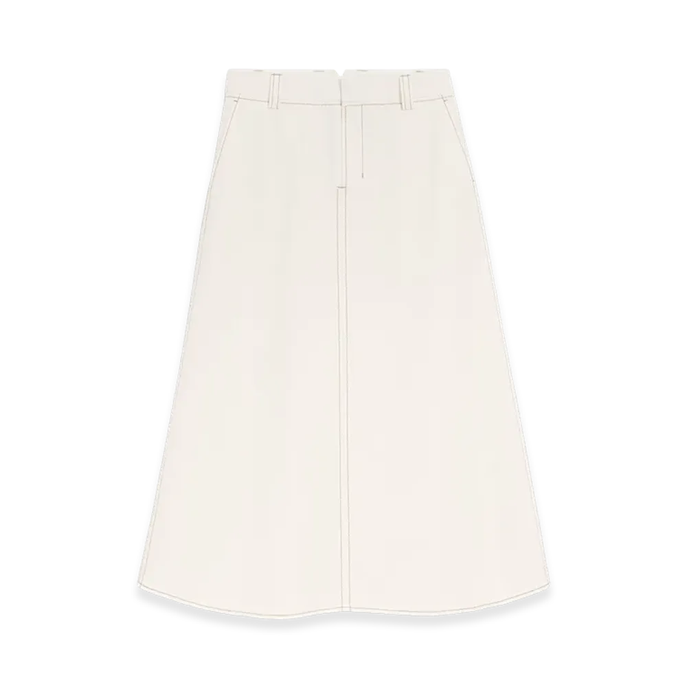 AMI PARIS Cotton Long Trapeze Skirt "White"