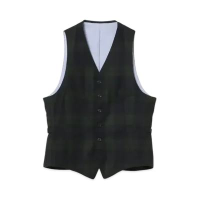 BEAMS Waistcoat Flannel "BlackWatch"
