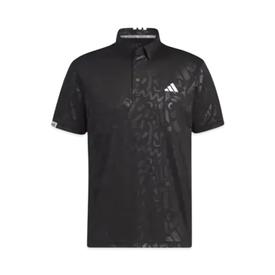 adidas Embossed Print Short Sleeve Button Down Shirt "Black"
