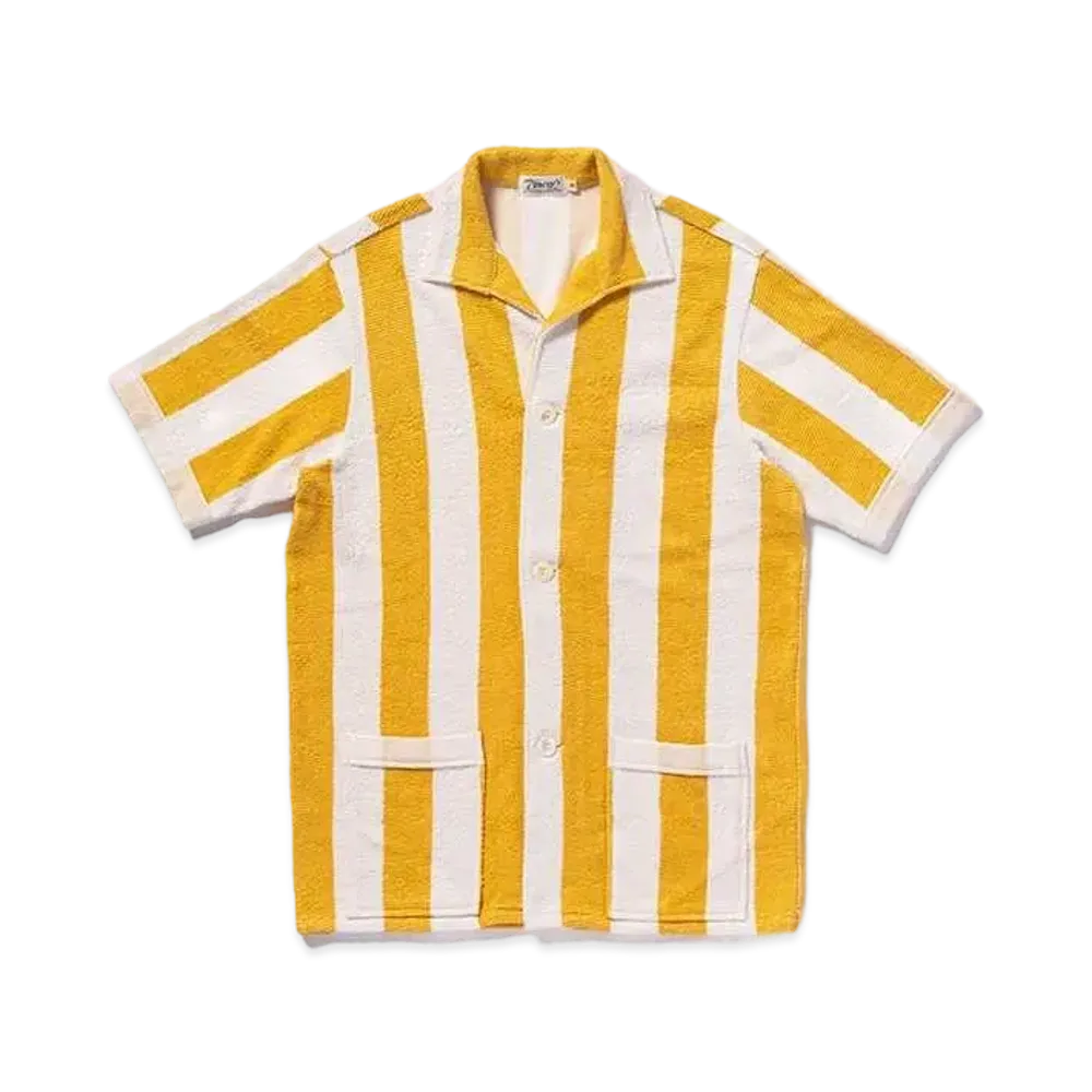 THE REAL McCOY'S Stripe Cotton Pile Beach Shirt "Yellow"