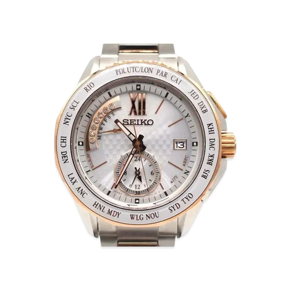 SEIKO Brightz Solar Radio World Time Executive Line "White" SAGA142