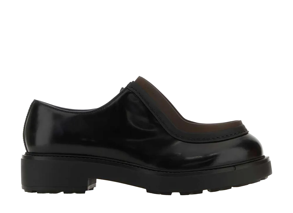 PRADA Leather Diapason Lace-Up Shoes "Black"