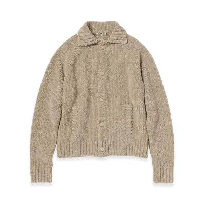 AURALEE Women's Cashmere Chenille Knit Cardigan "Beige"
