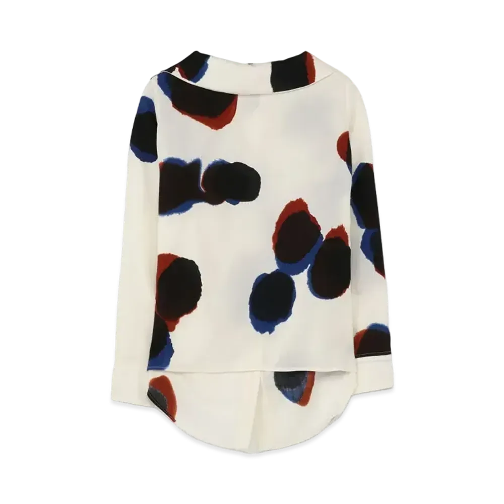 Yohji Yamamoto Y's WOOL VIYELLA BLURRY S DOT PRINT BACK OPEN BLOUSE "Blue"