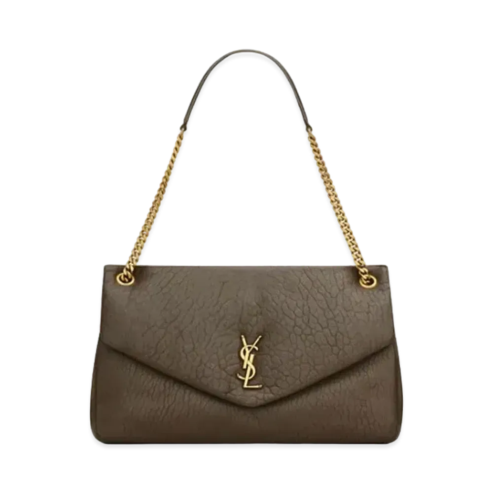 Saint Laurent Calypso Large in Grained Lambskin "Light Musk"