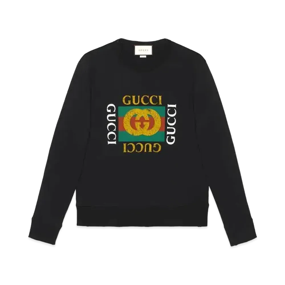 GUCCI Vintage Logo Cotton Sweatshirt "Black"