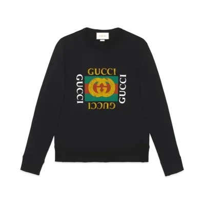 GUCCI Vintage Logo Cotton Sweatshirt "Black"