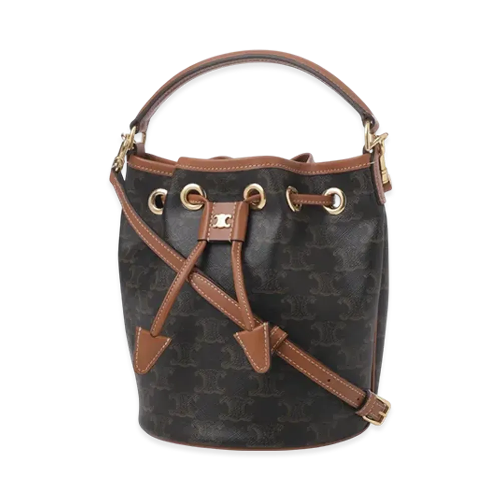 CELINE 3Way Teen Bucket Clara Triomphe Canvas "Tan"