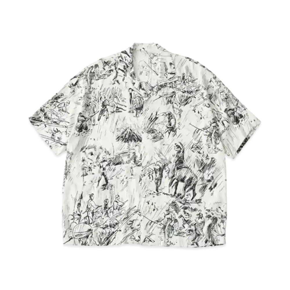 PORTER CLASSIC x Seven Samurai Aloha Shirt PC Original Illustration "White"