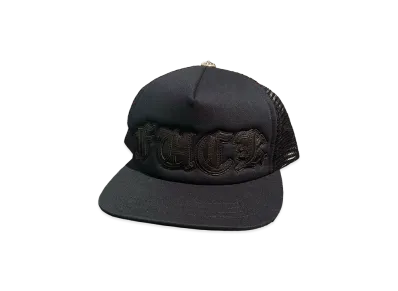 Chrome Hearts Fuck Leather Patch Trucker Cap (Scroll Label) "Black/Black"