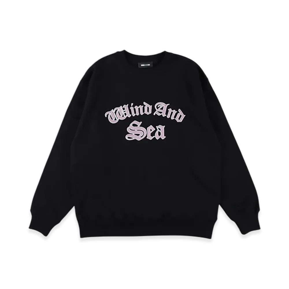WIND AND SEA Satin Patch Crewneck Sweatshirt "Black"