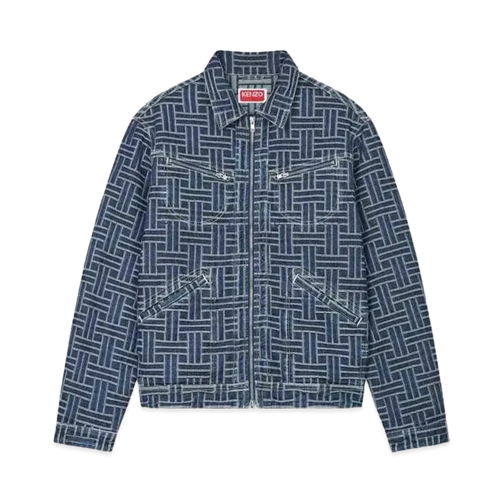 KENZO 'WEAVE' Trucker Denim Jacket "Dark Stone Blue Denim"
