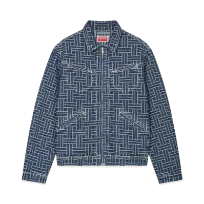 KENZO 'WEAVE' Trucker Denim Jacket "Dark Stone Blue Denim"