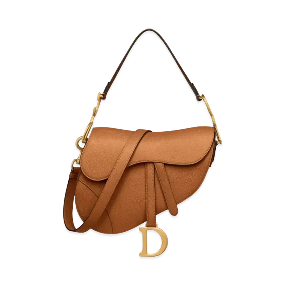 Dior Saddle Bag Strap Saddle Grained Calfskin "Golden"