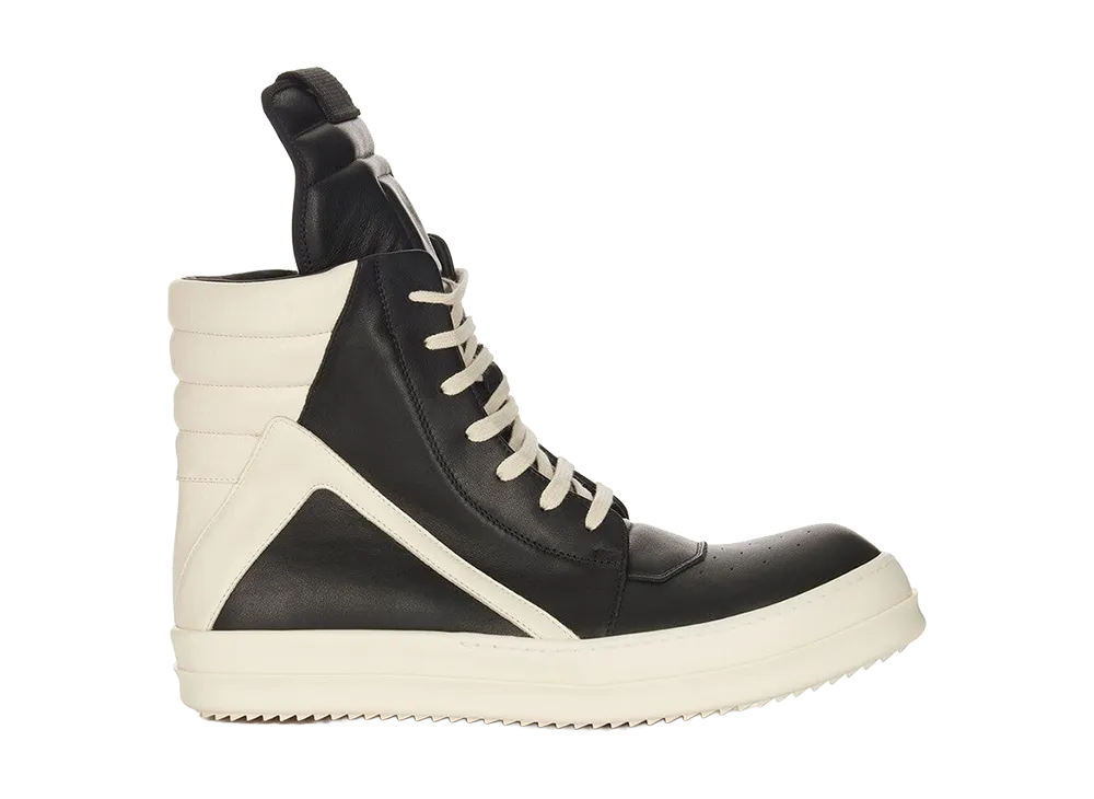 Rick Owens FW26 Tower Geobasket Full Grain Calf Leather "Black/Milk"