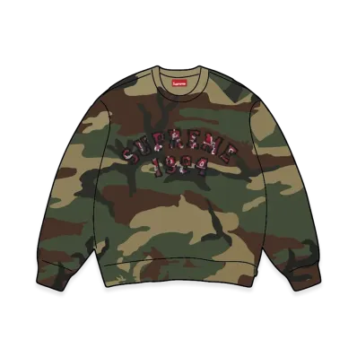 Supreme Plaid Arc Crewneck "Woodland Camo"