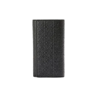LOEWE Repeat Key Case Embossed Silk Calf "Black"