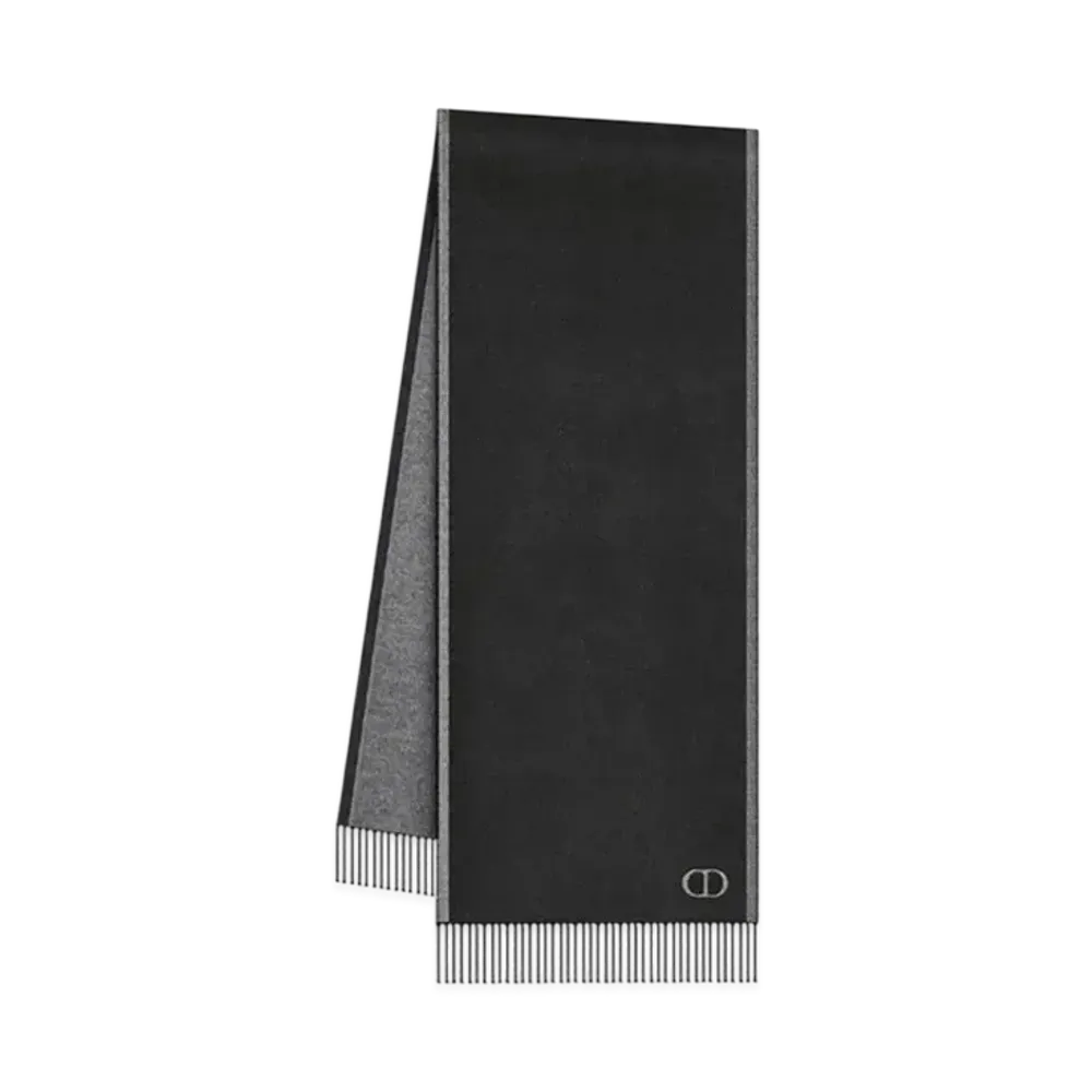 Dior Double-Sided CD Icon Scarf Silk "Black/Gray"