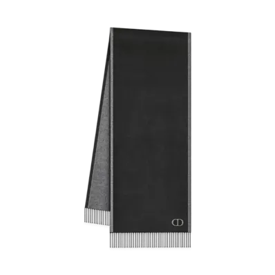 Dior Double-Sided CD Icon Scarf Silk "Black/Gray"
