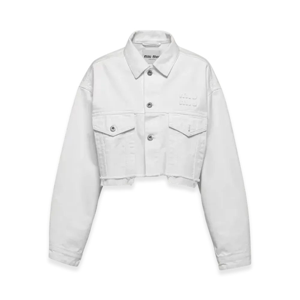 MIU MIU Women's Denim Blouson Jacket "White"