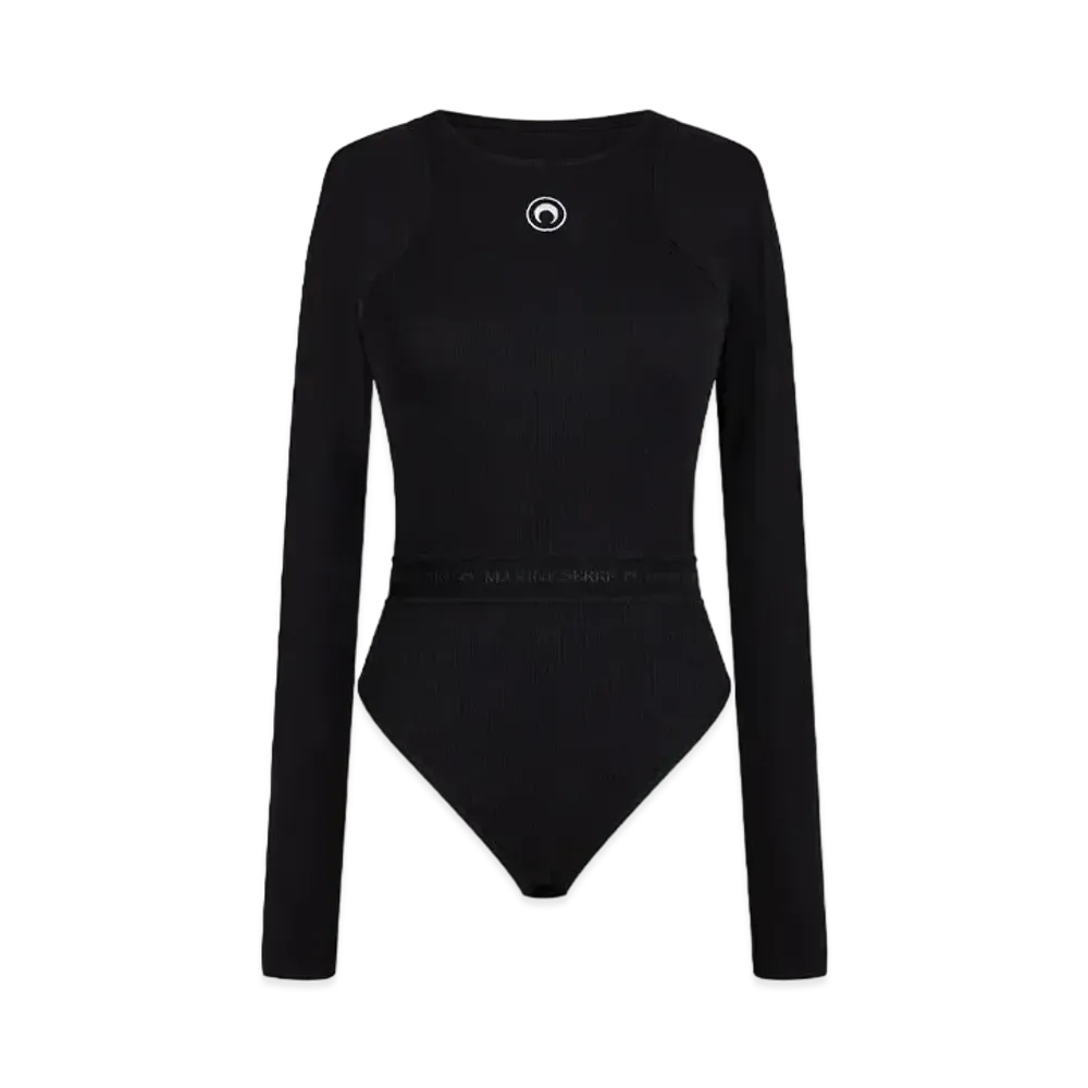 Marine Serre Organic Cotton Bodysuit "Black"